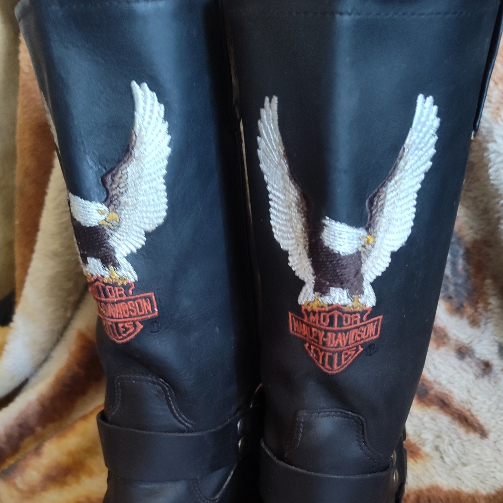 BLACK HARLEY DAVIDSON STEEL TOE BOOTS  Size 8M